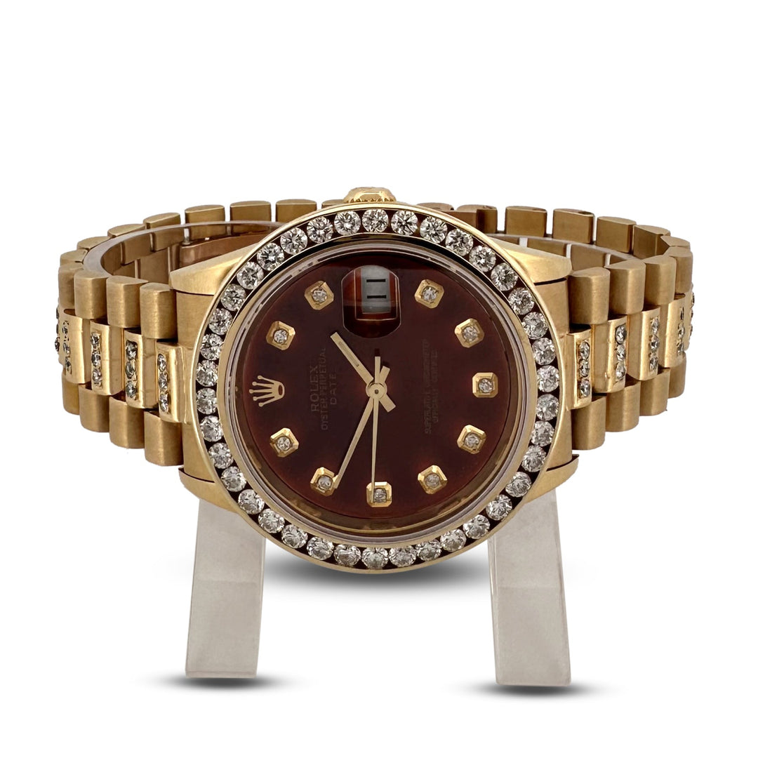 Rolex Date 34mm 18k Yellow Gold Presidential Bracelet Watch