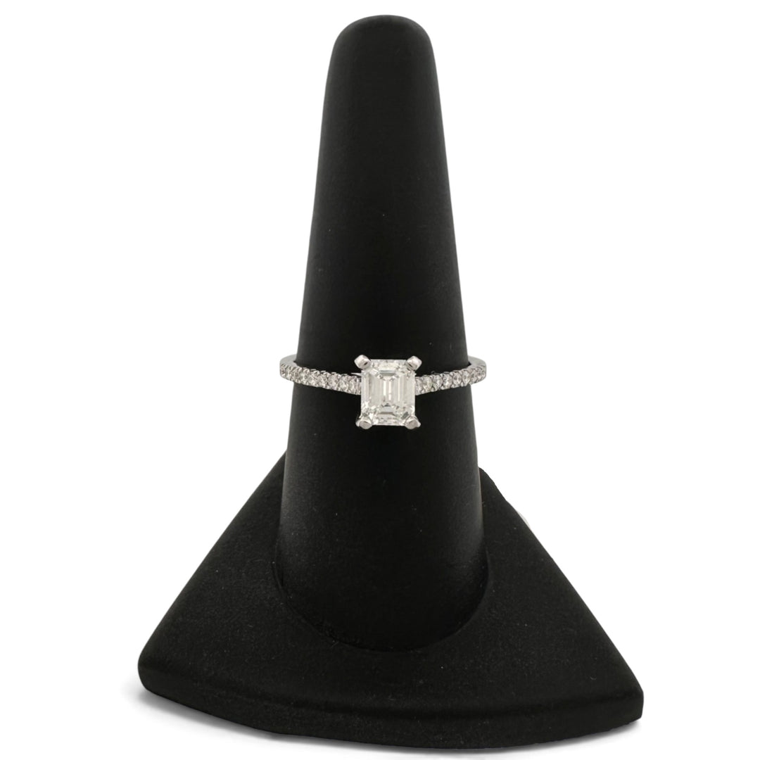 GIA Graded 0.79ct Emerald Center & Round Brilliant Natural Diamond Wedding Set in Platinum