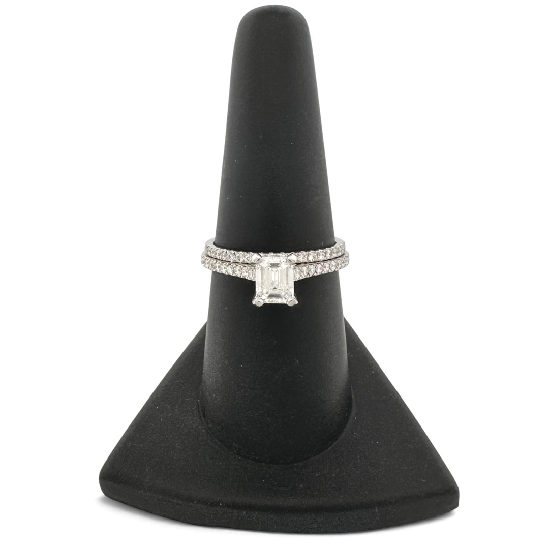 GIA Graded 0.79ct Emerald Center & Round Brilliant Natural Diamond Wedding Set in Platinum
