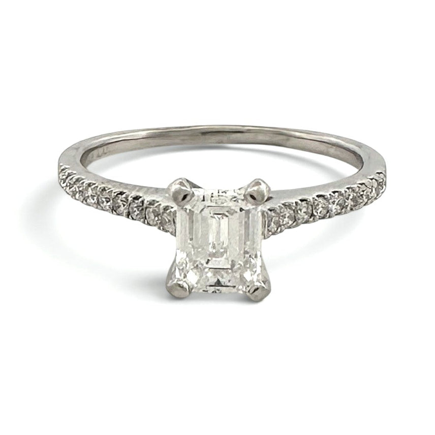 GIA Graded 0.79ct Emerald Center & Round Brilliant Natural Diamond Wedding Set in Platinum