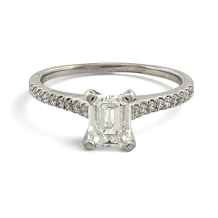 GIA Graded 0.79ct Emerald Center & Round Brilliant Natural Diamond Wedding Set in Platinum