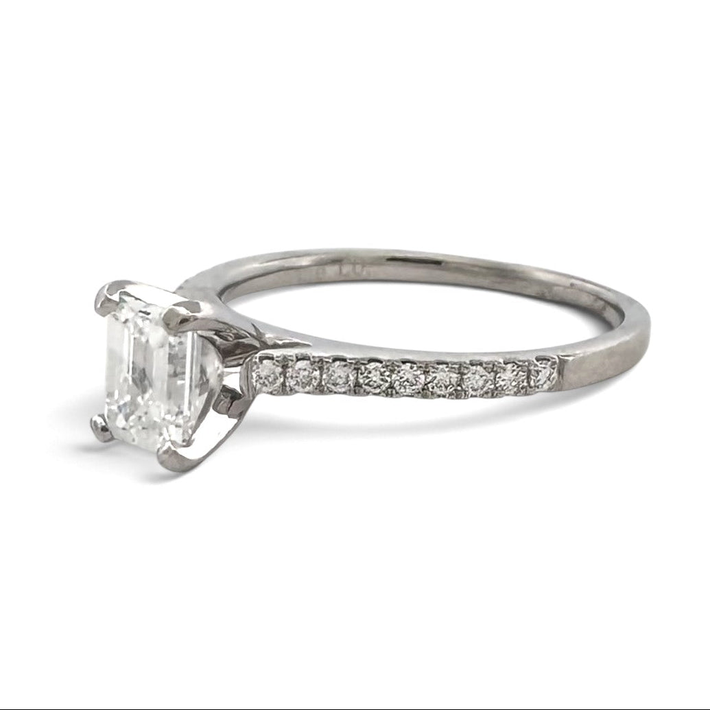 GIA Graded 0.79ct Emerald Center & Round Brilliant Natural Diamond Wedding Set in Platinum