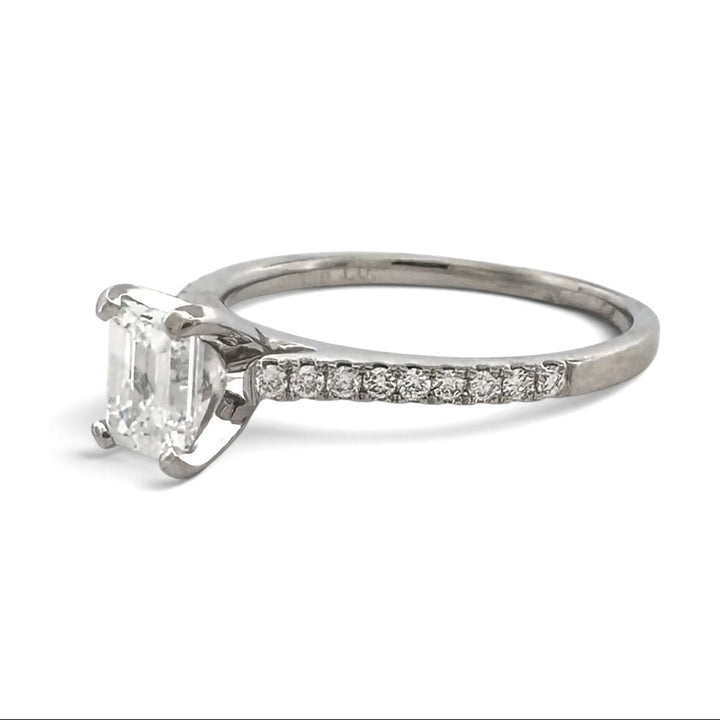 GIA Graded 0.79ct Emerald Center & Round Brilliant Natural Diamond Wedding Set in Platinum
