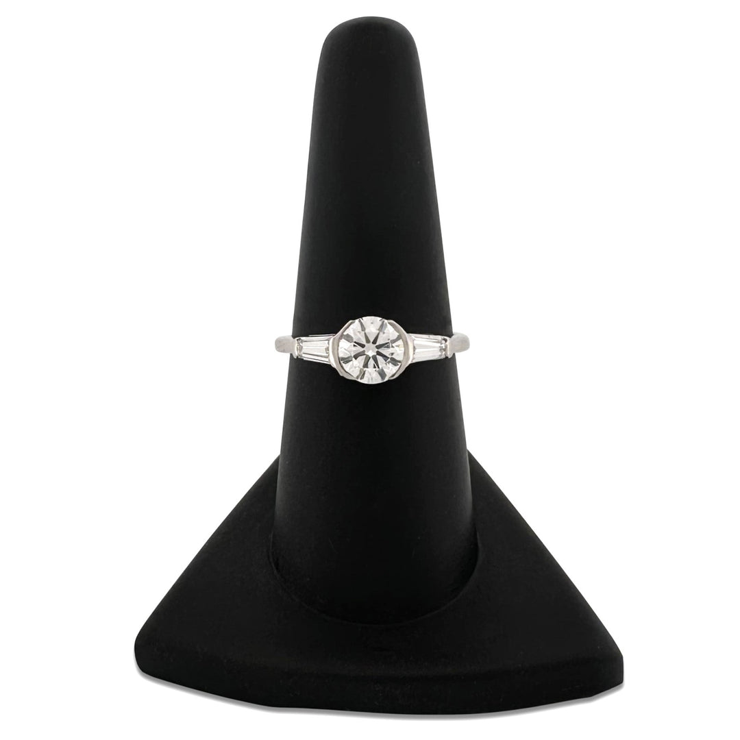 IGI Graded 1.00 Round Brilliant Lab-Grown Diamond & Tapered Baguette 3-Stone Engagement Ring in Platinum
