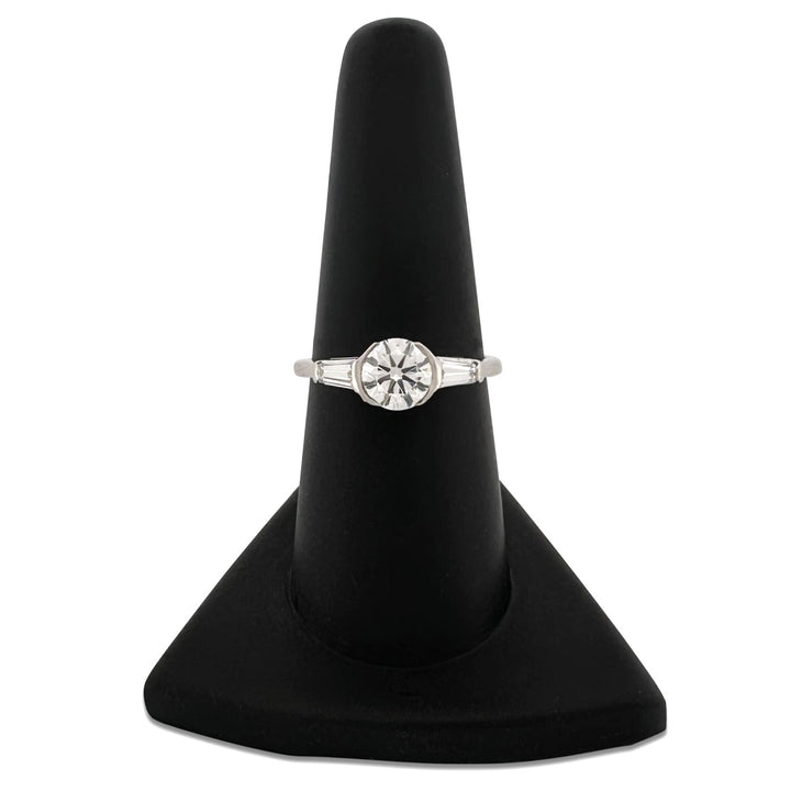 IGI Graded 1.00 Round Brilliant Lab-Grown Diamond & Tapered Baguette 3-Stone Engagement Ring in Platinum