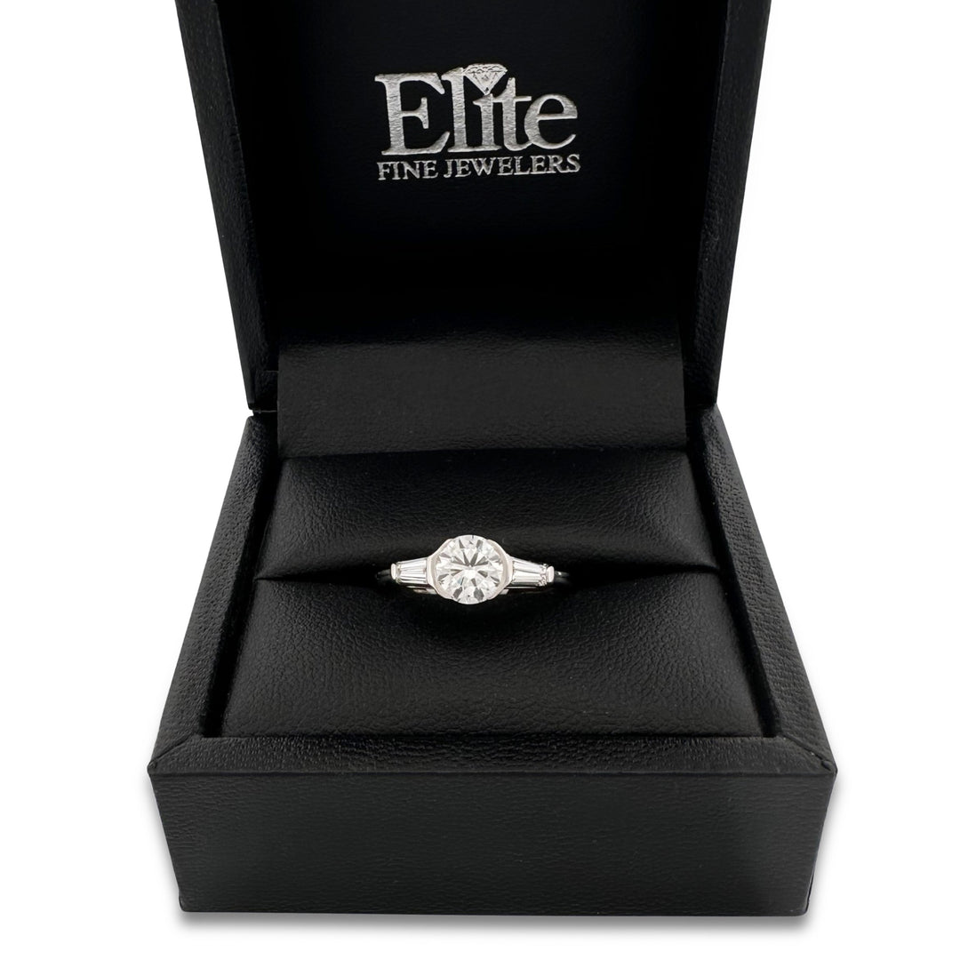 IGI Graded 1.00 Round Brilliant Lab-Grown Diamond & Tapered Baguette 3-Stone Engagement Ring in Platinum