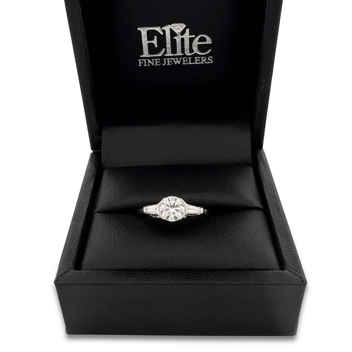 IGI Graded 1.00 Round Brilliant Lab-Grown Diamond & Tapered Baguette 3-Stone Engagement Ring in Platinum