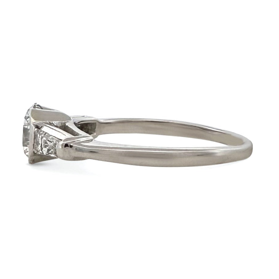 IGI Graded 1.00 Round Brilliant Lab-Grown Diamond & Tapered Baguette 3-Stone Engagement Ring in Platinum