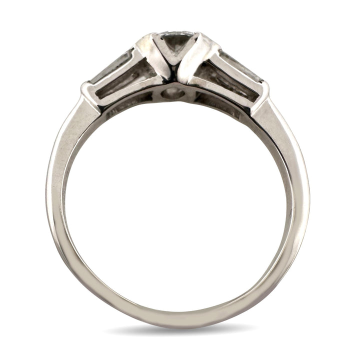 IGI Graded 1.00 Round Brilliant Lab-Grown Diamond & Tapered Baguette 3-Stone Engagement Ring in Platinum