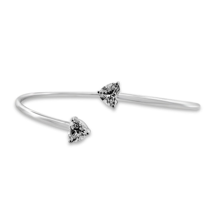 1.09ctw Double Heart Lab-Grown Diamond Bangle Bracelet in 14k White Gold