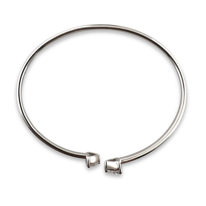 1.09ctw Double Heart Lab-Grown Diamond Bangle Bracelet in 14k White Gold