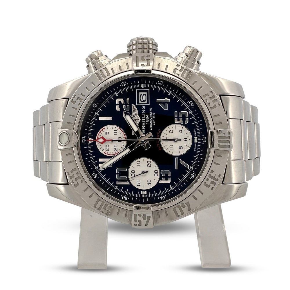 2013 Breitling Avenger II 43mm Chronograph Stainless Steel Bracelet Watch with Box & Papers