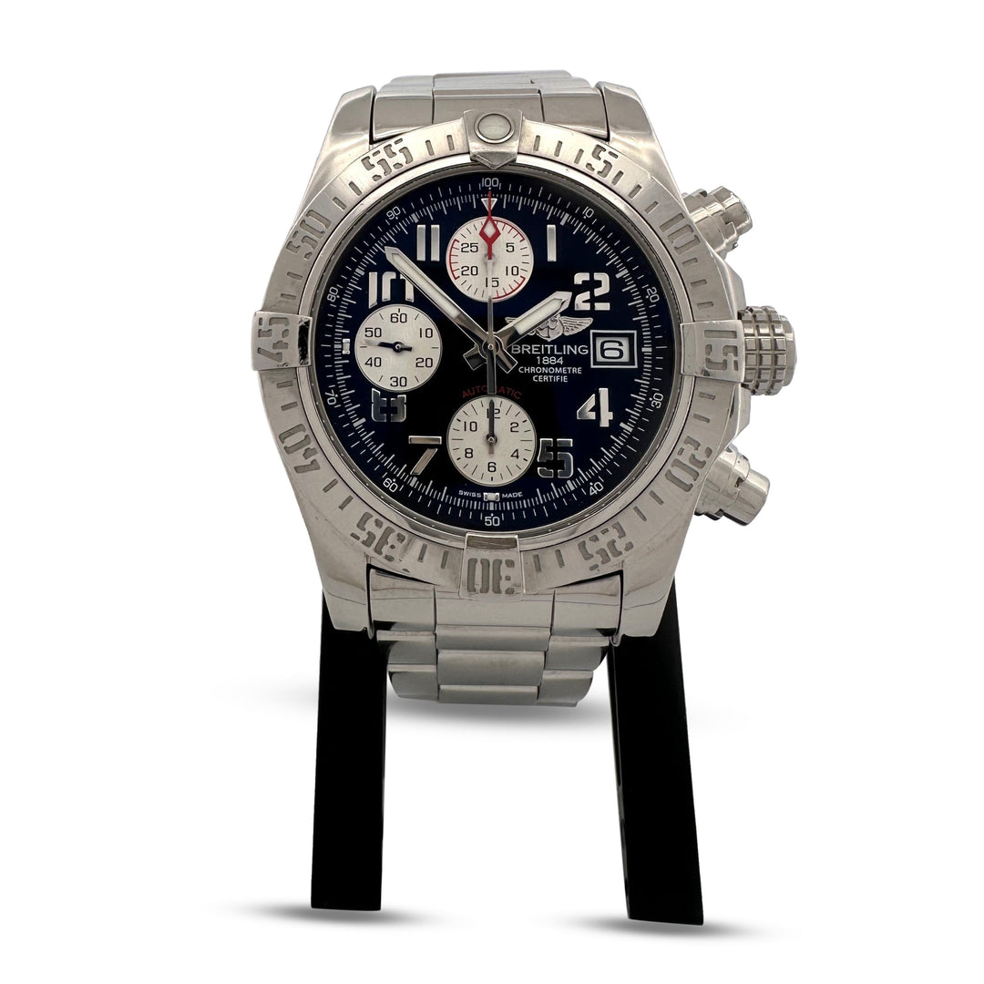 2013 Breitling Avenger II 43mm Chronograph Stainless Steel Bracelet Watch with Box & Papers