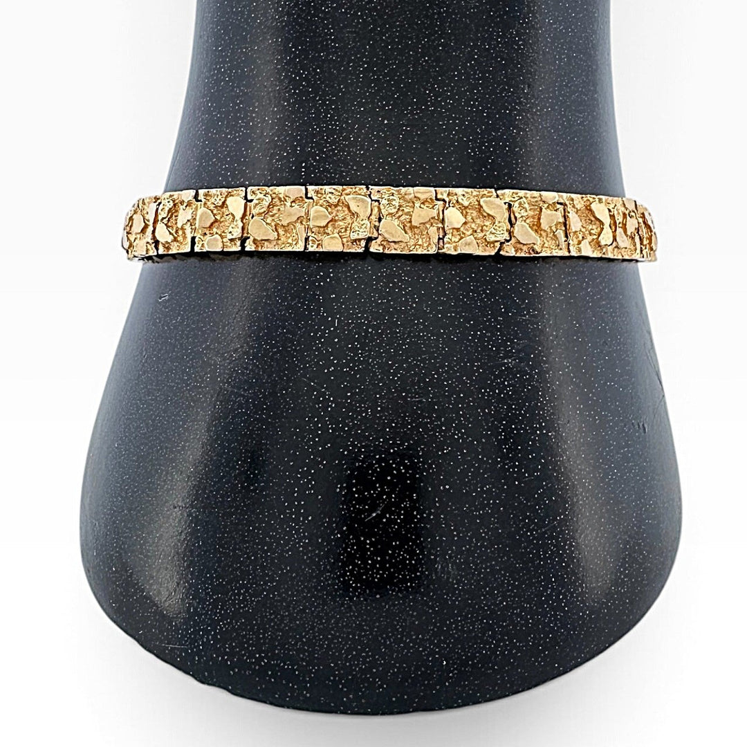 Nugget Texture Bracelet in Solid 14k Yellow Gold