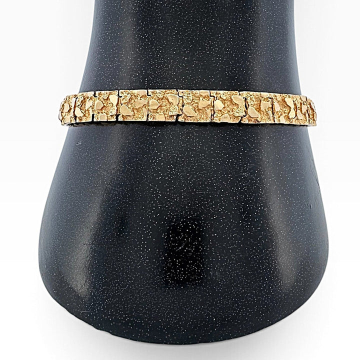 Nugget Texture Bracelet in Solid 14k Yellow Gold