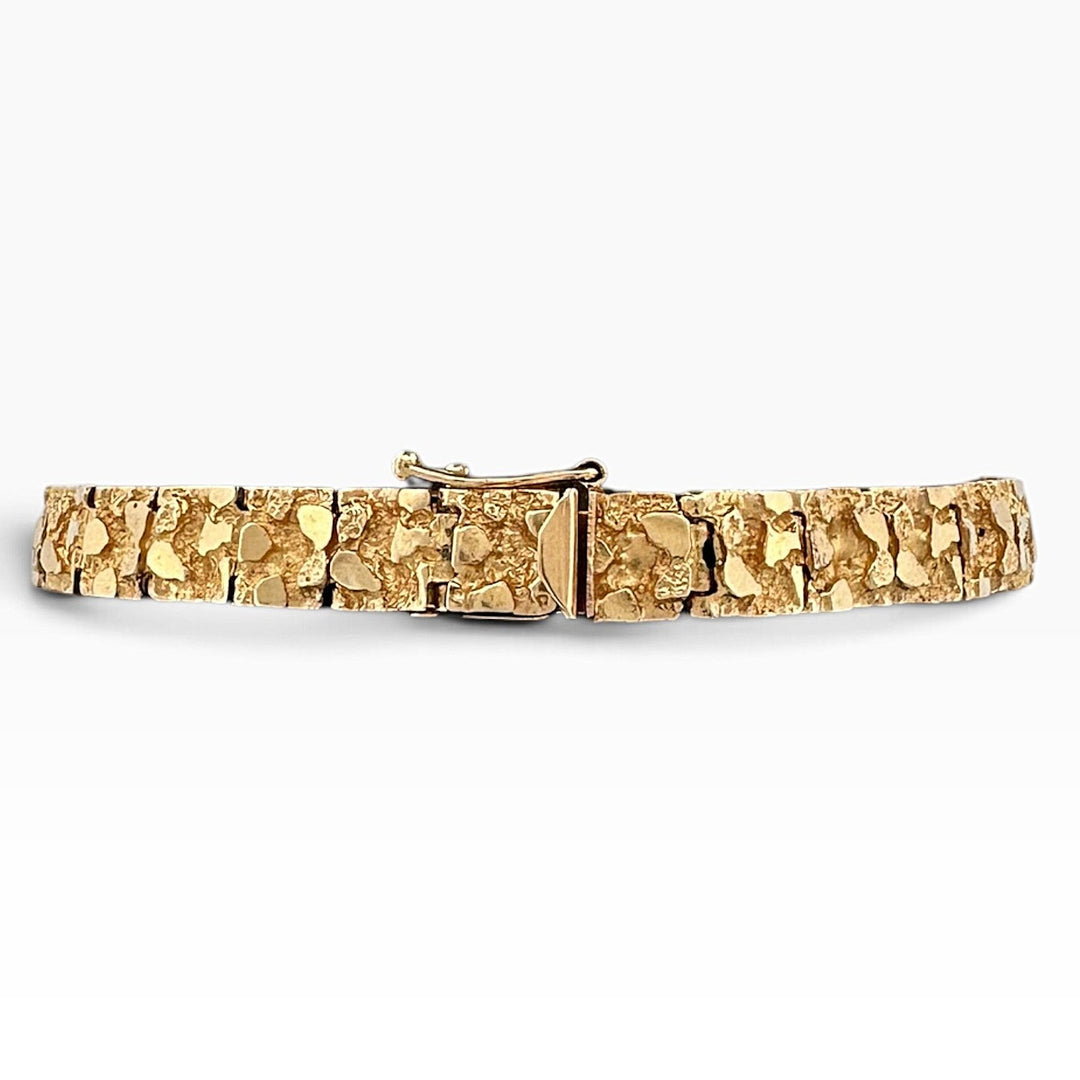 Nugget Texture Bracelet in Solid 14k Yellow Gold