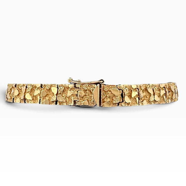Nugget Texture Bracelet in Solid 14k Yellow Gold