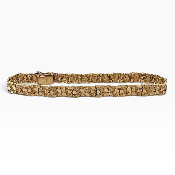 Nugget Texture Bracelet in Solid 14k Yellow Gold
