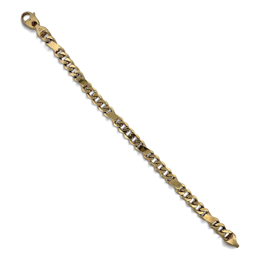 8 Inch Unique Figaro Link Bracelet in 14k Yellow Gold