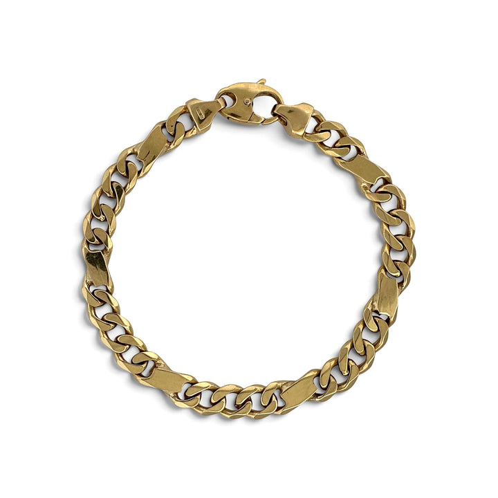 8 Inch Unique Figaro Link Bracelet in 14k Yellow Gold