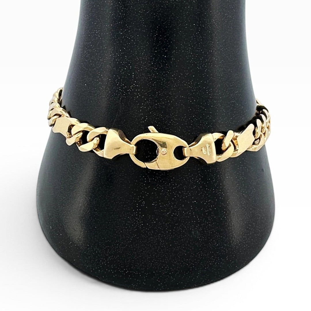 8 Inch Unique Figaro Link Bracelet in 14k Yellow Gold