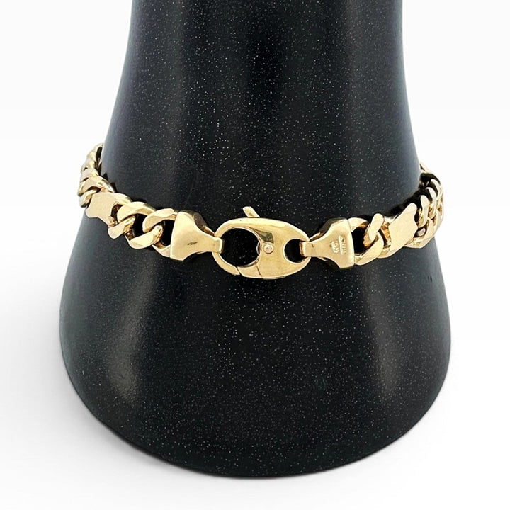8 Inch Unique Figaro Link Bracelet in 14k Yellow Gold