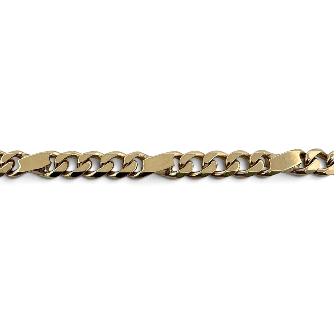 8 Inch Unique Figaro Link Bracelet in 14k Yellow Gold