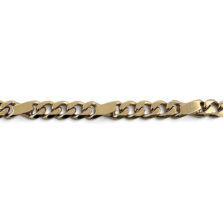 8 Inch Unique Figaro Link Bracelet in 14k Yellow Gold