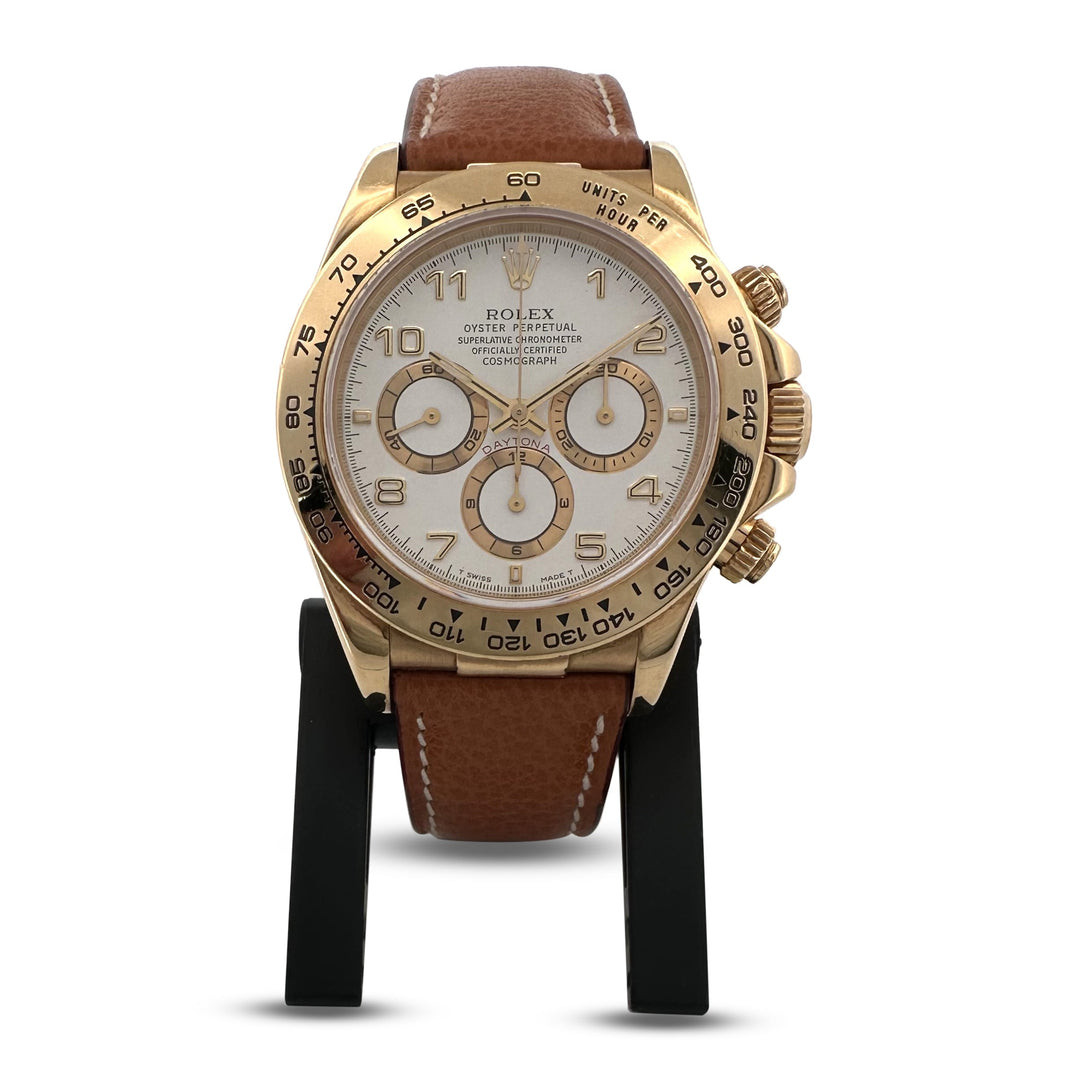 1995 Rolex Daytona Zenith 40mm 18k Yellow Gold Leather Strap Watch