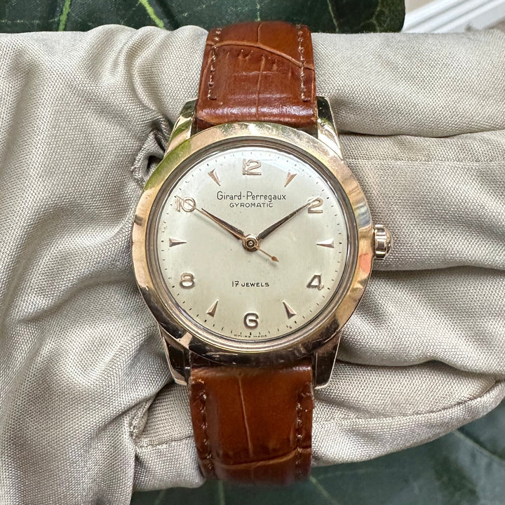 Vintage Girard Perregaux Gyromatic Gold-Plated Automatic Strap Watch