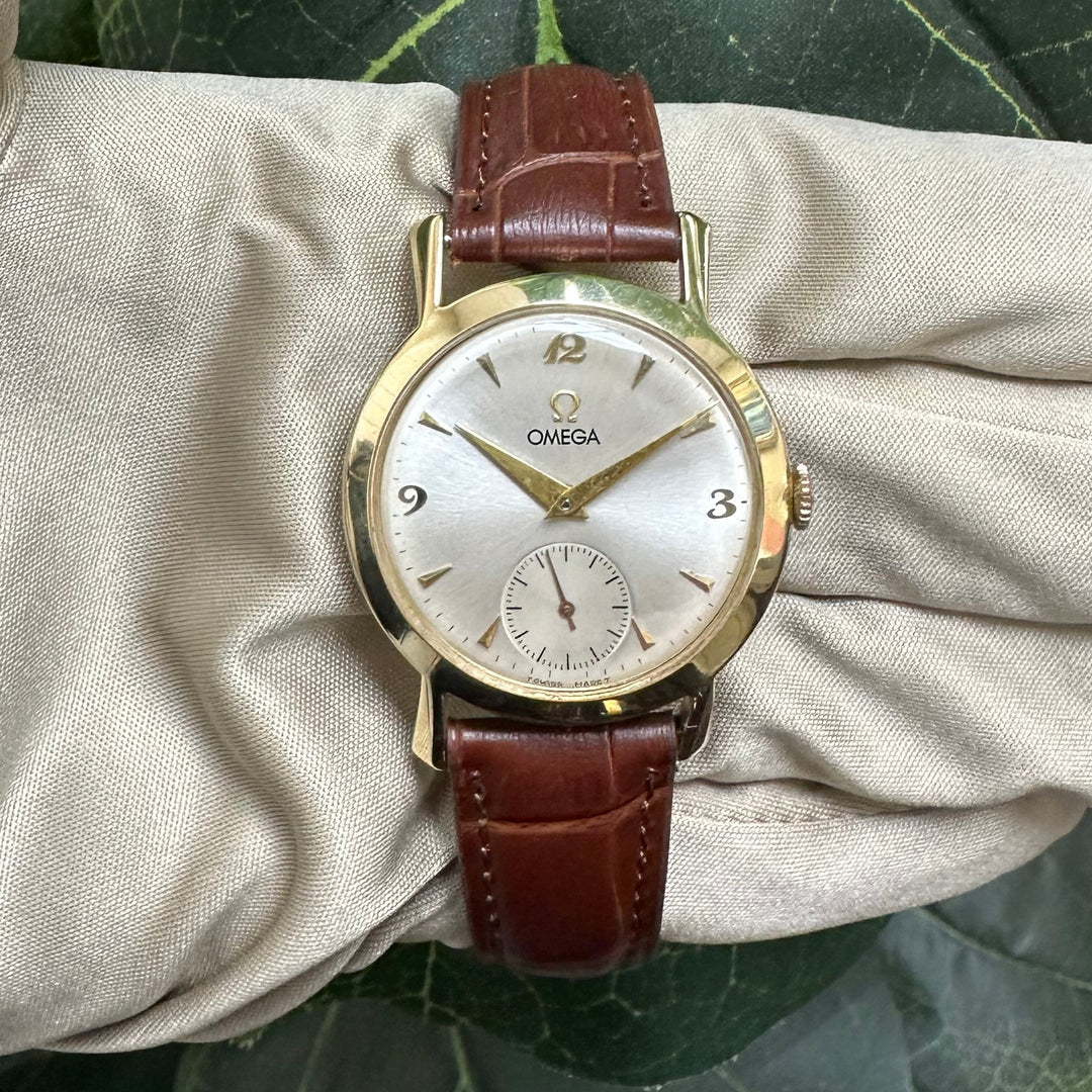 Vintage Omega Seamaster 34mm 14k Yellow Gold Strap Watch