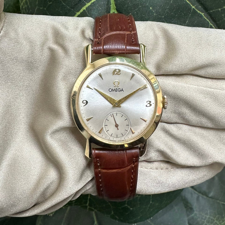 Vintage Omega Seamaster 34mm 14k Yellow Gold Strap Watch