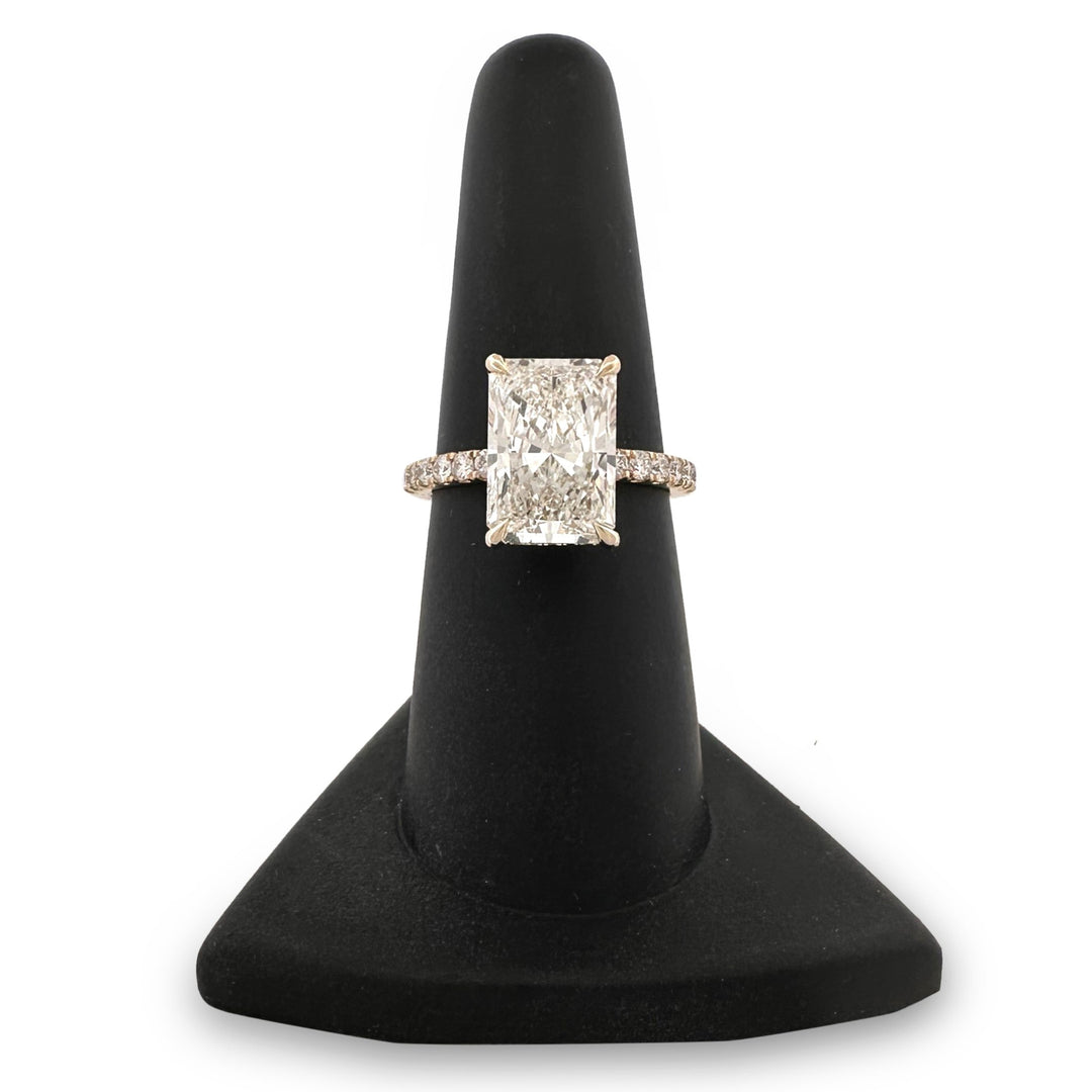 IGI Graded 5.07ct Radiant Cut Center with Hidden Halo Lab-Grown Diamond Engagement Ring in 14k Yellow Gold
