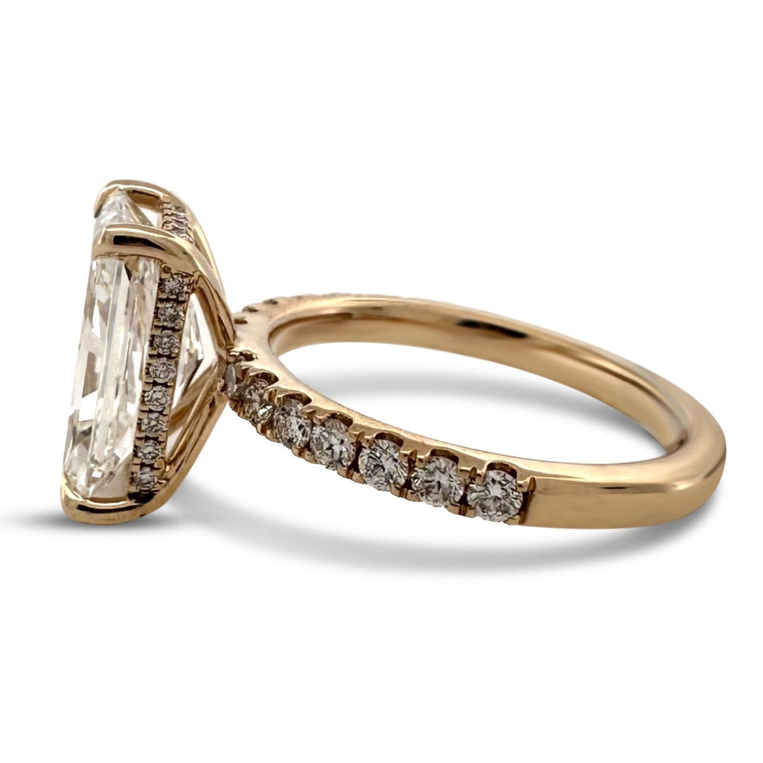 IGI Graded 5.07ct Radiant Cut Center with Hidden Halo Lab-Grown Diamond Engagement Ring in 14k Yellow Gold