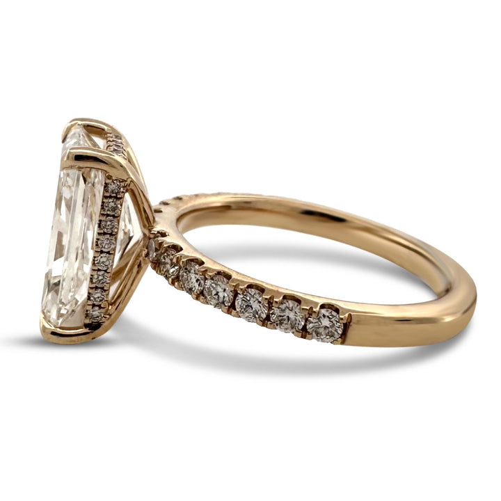 IGI Graded 5.07ct Radiant Cut Center with Hidden Halo Lab-Grown Diamond Engagement Ring in 14k Yellow Gold
