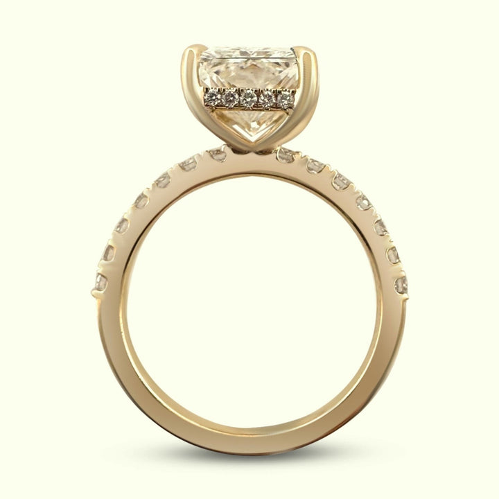 IGI Graded 5.07ct Radiant Cut Center with Hidden Halo Lab-Grown Diamond Engagement Ring in 14k Yellow Gold