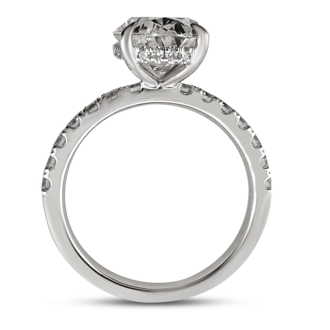 IGI Graded 3.05ct Oval Center with Round Brilliant Hidden Halo Lab-Grown Diamond Engagement Ring in 14k White Gold