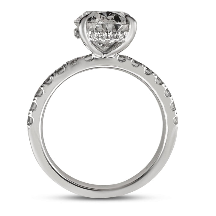 IGI Graded 3.05ct Oval Center with Round Brilliant Hidden Halo Lab-Grown Diamond Engagement Ring in 14k White Gold