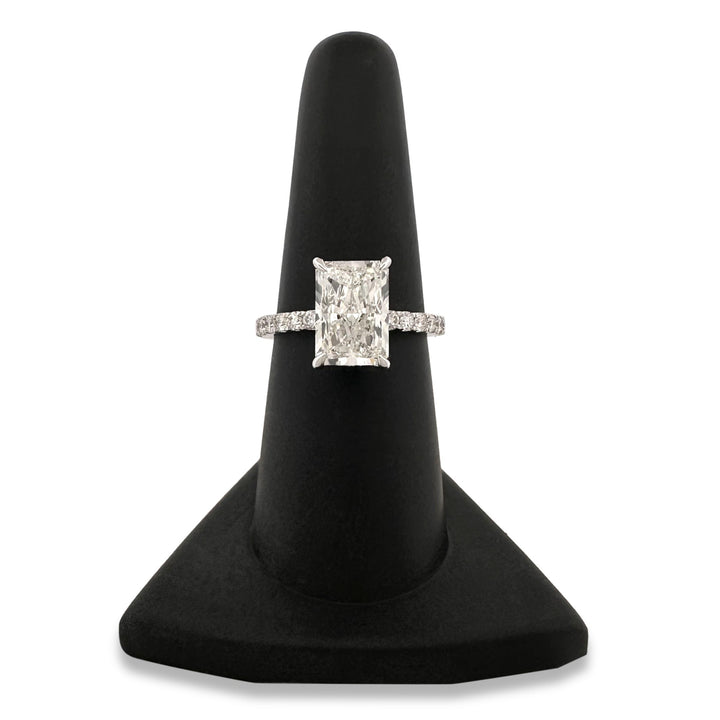 IGI Graded 4.08ct Radiant Cut Center with Hidden Halo Lab-Grown Diamond Engagement Ring in 14k White Gold