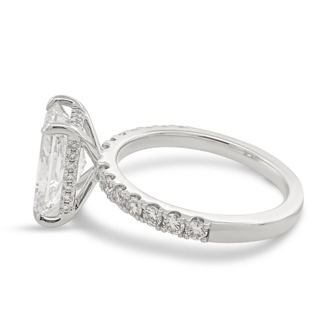 IGI Graded 4.08ct Radiant Cut Center with Hidden Halo Lab-Grown Diamond Engagement Ring in 14k White Gold