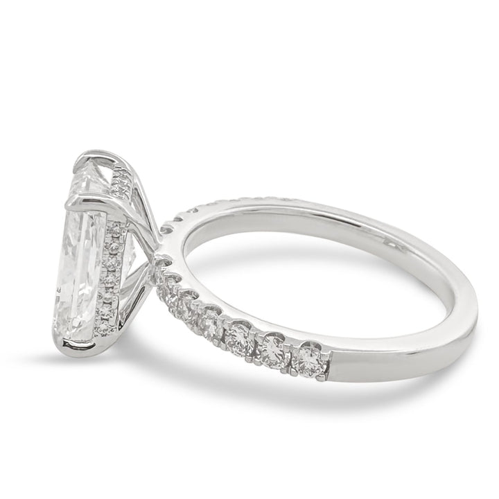 IGI Graded 4.08ct Radiant Cut Center with Hidden Halo Lab-Grown Diamond Engagement Ring in 14k White Gold