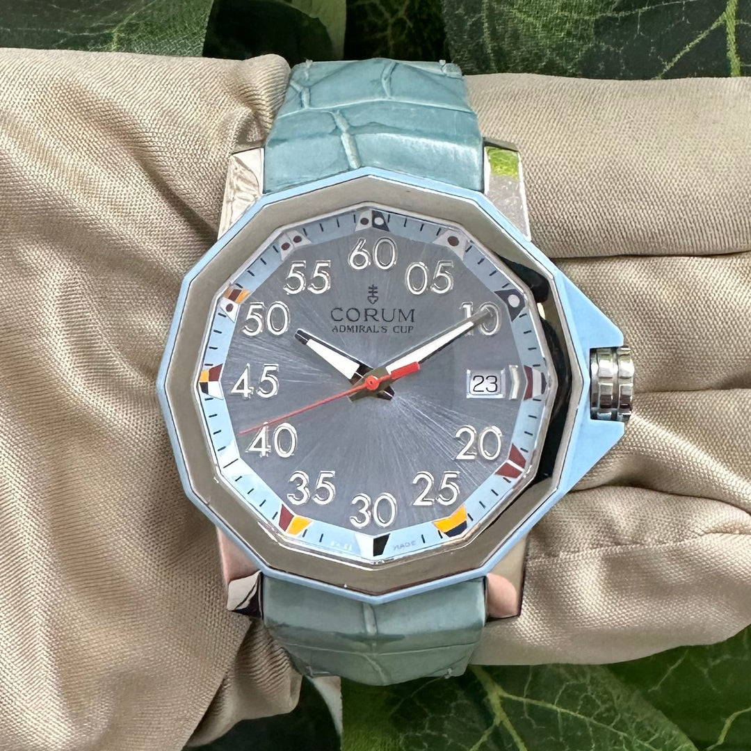Corum Admiral's Cup 40mm Stainless Steel Leather Strap Watch with Box