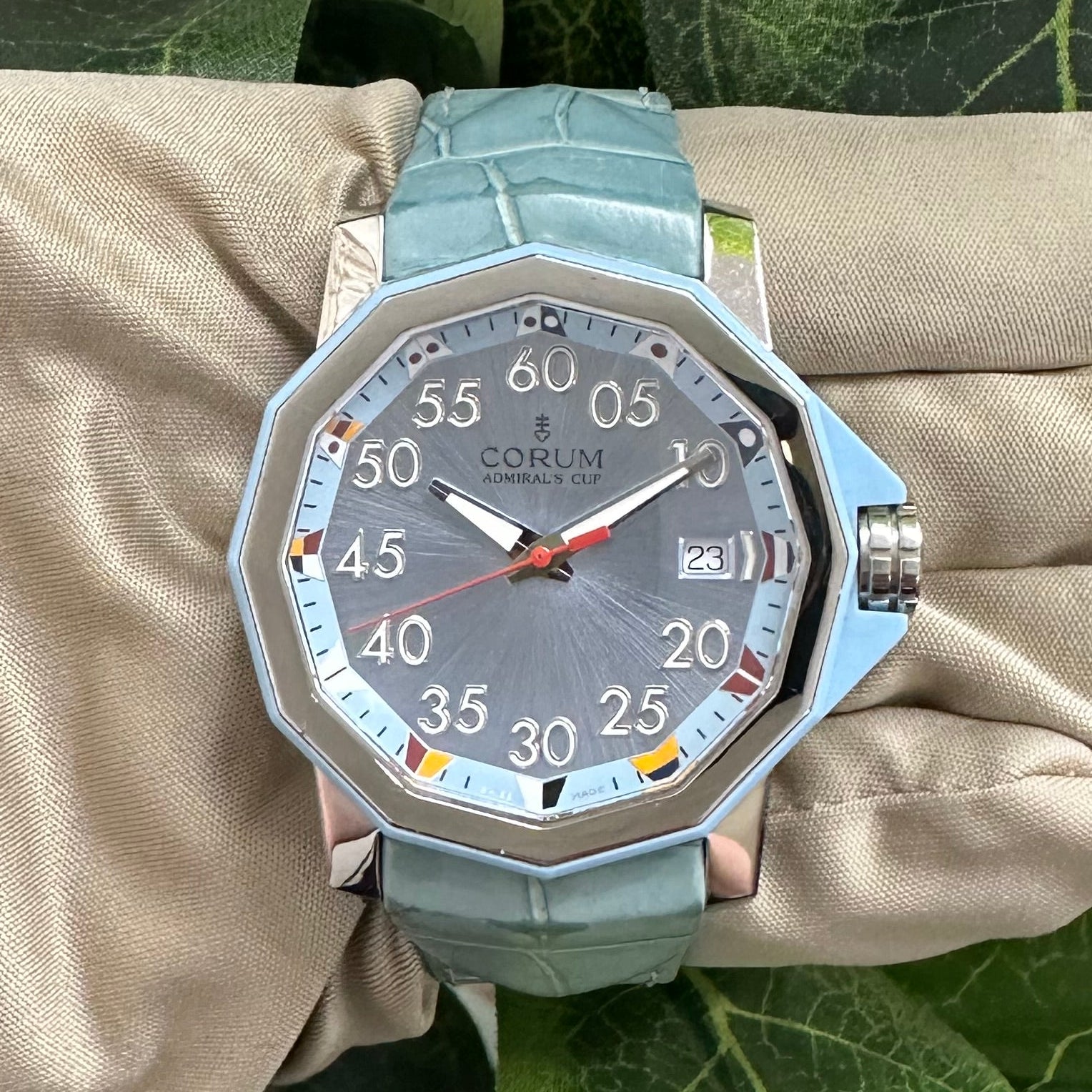 Corum Admiral's Cup 40mm Stainless Steel Leather Strap Watch with Box