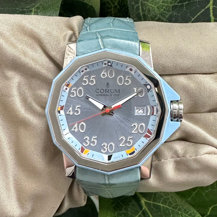 Corum Admiral's Cup 40mm Stainless Steel Leather Strap Watch with Box