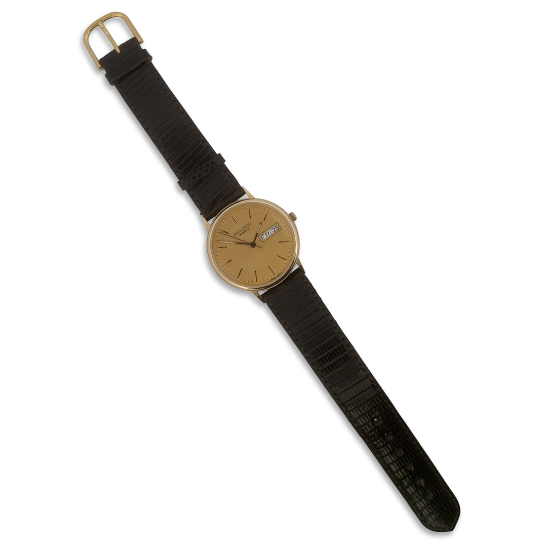 c. 1991 Bulova Accutron 35mm Quartz in 14k Yellow Gold Strap Watch with Box & Papers