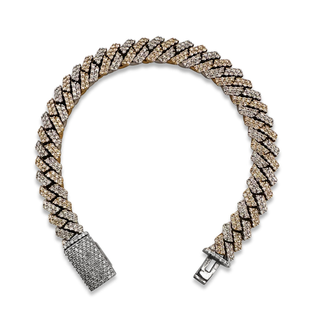 7.40ctw Round Brilliant Natural Diamond Miami Cuban Bracelet in 10k Two-Tone Gold