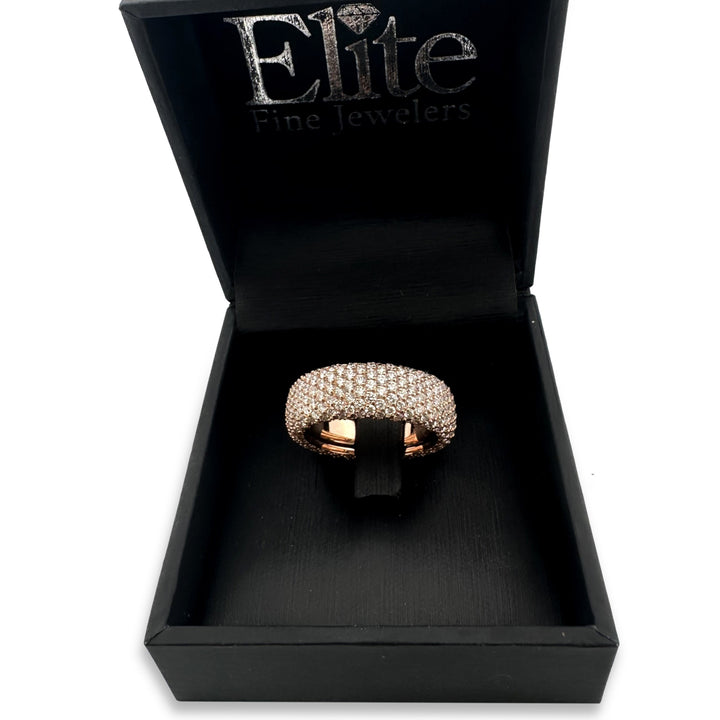 6.60ctw Round Brilliant Natural Diamond Pavé Eternity Band in 18k Rose Gold