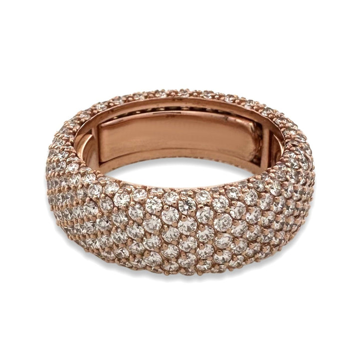 6.60ctw Round Brilliant Natural Diamond Pavé Eternity Band in 18k Rose Gold
