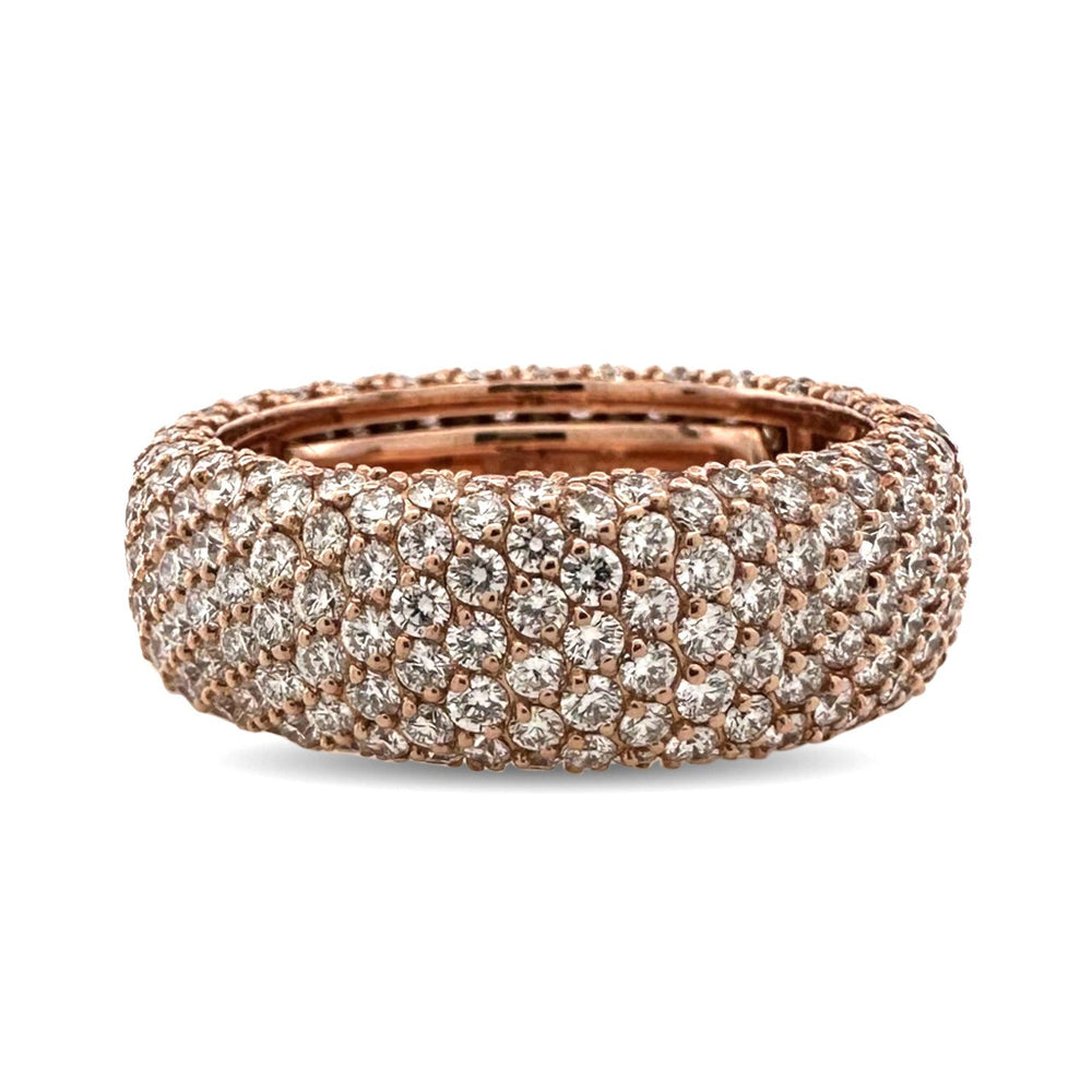 6.60ctw Round Brilliant Natural Diamond Pavé Eternity Band in 18k Rose Gold