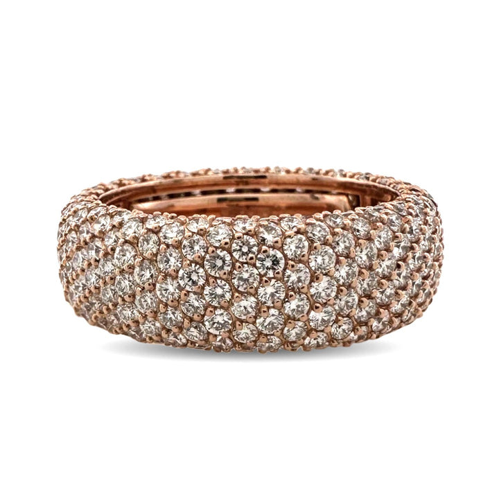 6.60ctw Round Brilliant Natural Diamond Pavé Eternity Band in 18k Rose Gold